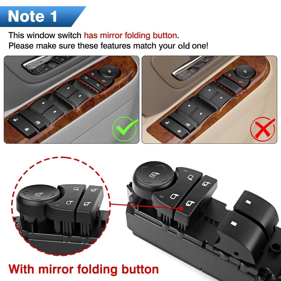 Driver Side Power Window Switch for 2007-2013 Chevrolet Avalanche 20835553 - Image 3 of 4