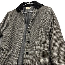 Vintage Gianni Versace Wool Coat Women’s 44 Size Medium Italy Houndstooth Tweed 