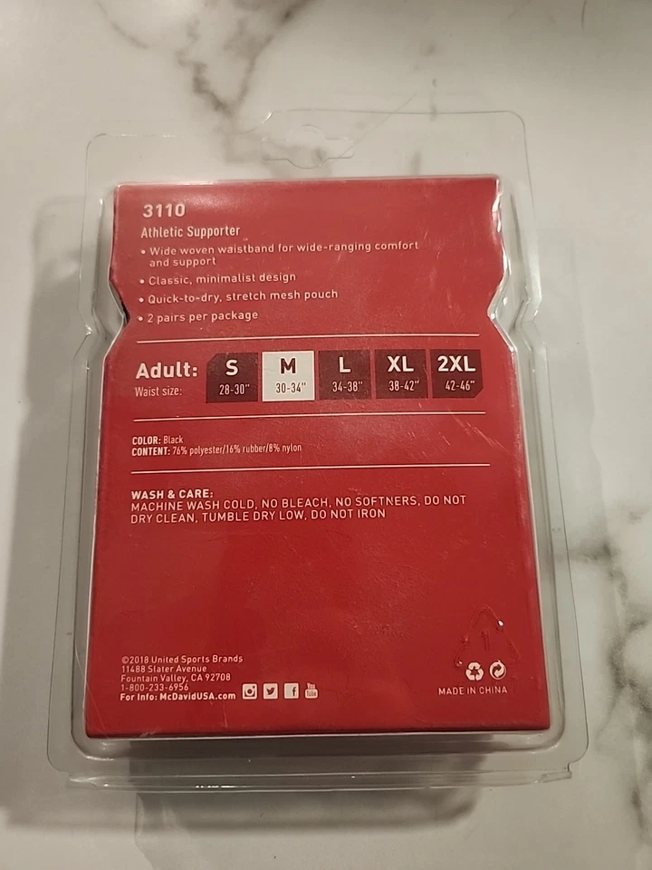 2-pack McDavid Athletic Support Jockstrap Black Mesh Pouch 3110 Adult M 30-34 - Image 2 of 4