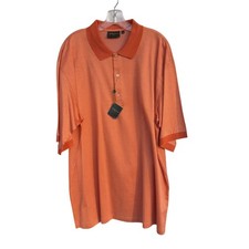 NWT Bobby Jones Collection Golf Polo Mens XL Orange Textured 100% Cotton Italy