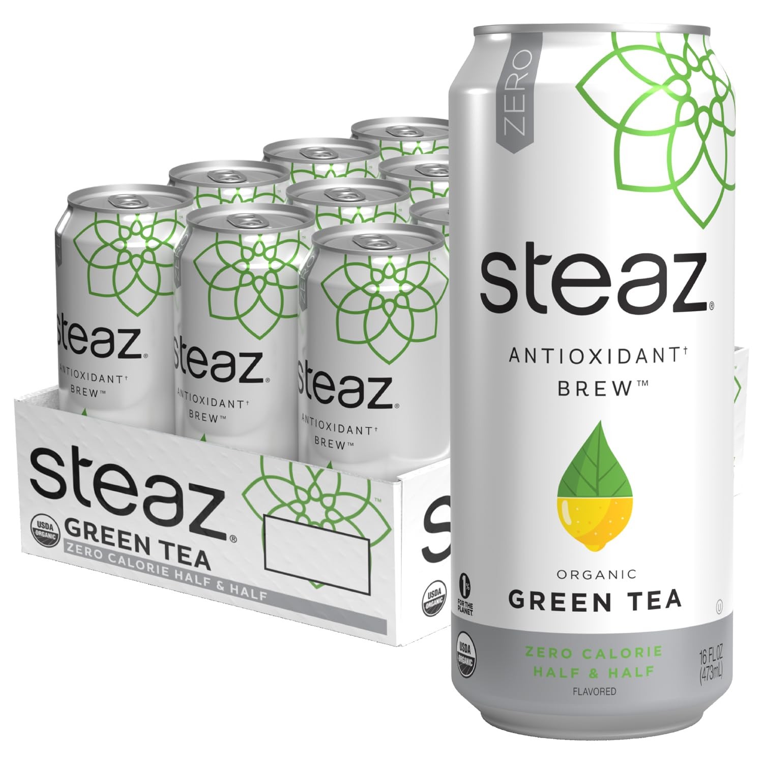 Z Organic Zero Calorie Iced Green Tea With Lemonade, Half & Half, 16 Fl Oz (