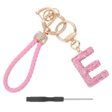Initial Letter Keychain Letter E - Initial Wristlet KeyChain Pink