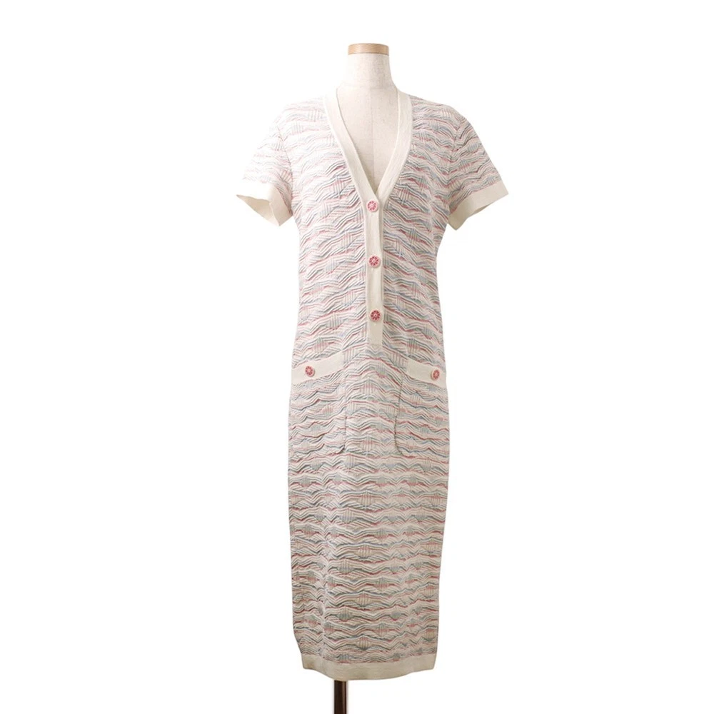 Chanel — CHANEL COCO Button One Piece Size 36 Cotton93%/Nylon7% White/Multicolor P53328
