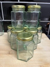 Glass Storage Jars Hexagonal Small with Lids Food Containers