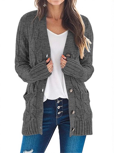 MEROKEETY Women's 2025 Fall Long Sleeve Cable Knit Cardigan Sweater Open Fron...