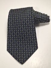 Vintage Polo Ralph Lauren Green Jacquard Geometric Silk Tie — Made in USA