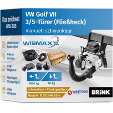 ANHÄNGERKUPPLUNG für VW Golf 7 12-14 schwenkbar BRINK +13pol E-Satz SPEZ