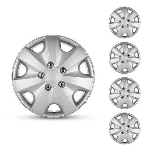 15'' Set of 4 Universal Wheel Rim Cover Hubcaps Silver Rings For Nissan/Toyota - Picture 9 of 10