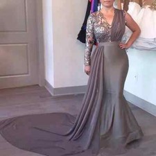 Mother of the Bride Formal Chiffon Applique V-Neck Plus Size Wedding Guest Dress
