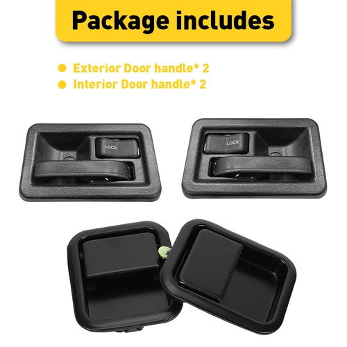 Door Handle Black Inside & Outside Kit Set of 4 for 1997-2004 Jeep Wrangler - Bild 2 von 10