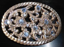 Silver Tone Buckle w/Shiny Blue Rhinestones