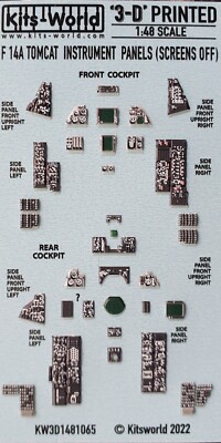 Kits World 1/48 3D Cockpit Instrument Panels Screens Off F-14A Tomcat Decals