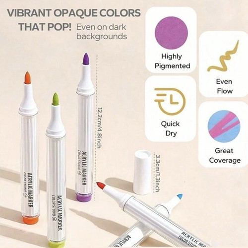 Acrylic Marker Paint Pens - Big Bulk Discount - Languo Brush Tip - 9 Pack - Picture 2 of 25