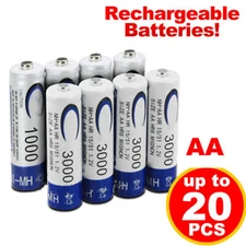 20 AA Rechargeable Battery Nimh 3000mAh 1.2v BTY Blue