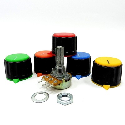 Mono-Potentiometer Lautstärketonsteuerung geschrägt linear B + Kunststoffknauf 17,5 mm