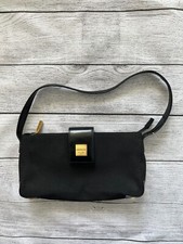 Designer ANDREW MARC NEW YORK BLACK BAGUETTE BAG W/ GOLD Accent Purse
