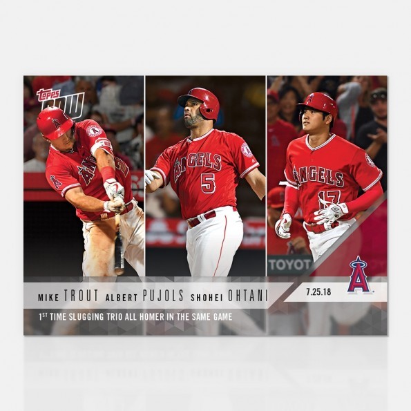 2018 TOPPS NOW #502 TROUT/PUJOLS/OHTANI 1ST TIME TRIO HOMER IN