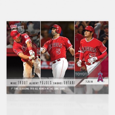 2018 TOPPS NOW #502 TROUT/PUJOLS/OHTANI 1ST TIME TRIO HOMER IN