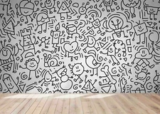 3D Robot Doodle Wallpaper Wall Mural Removable Self-adhesive Sticker685