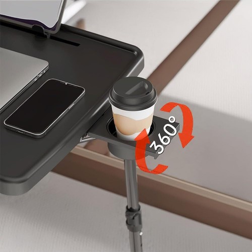 16.9"×22" White Adjustable TV Tray Table with Book Stand Cup Holder Tablet Slot - Picture 6 of 12