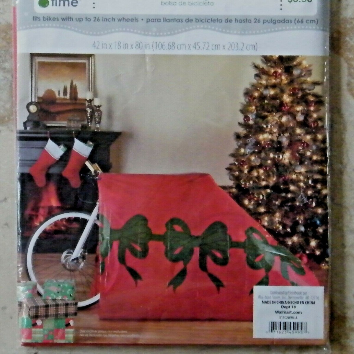 Giant Gift Bag Bike Red Green Bows Christmas Present Plush Scooter Holiday  Time