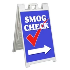 SMOG CHECK RIGHT ARROW Signicade 24x36 Aframe Sidewalk Sign Banner Decal