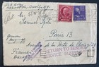 1940 Brooklyn NY Usa Censored Cover To Paris France Airmail Service Suspended — photo 1