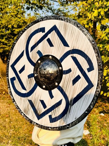 Escudo vikingo de mitología nórdica Escudo vikingo de madera Escudo de guerrero - Imagen 3 de 10