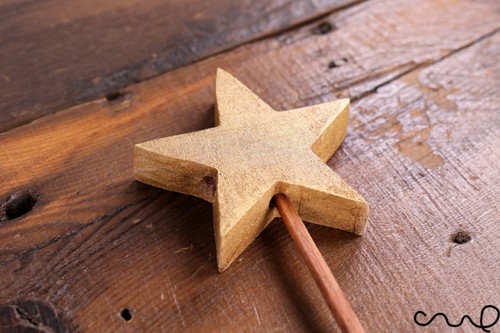 Handmade Wooden Star Wand Natural Wood Gold Home Decor Gift Wedding Solid Timber - Afbeelding 7 van 15