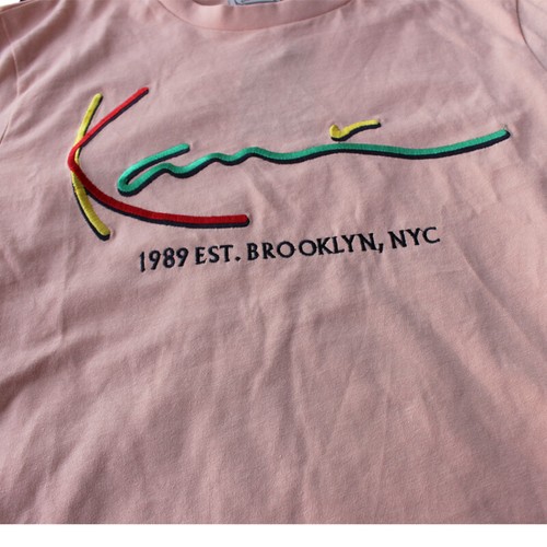 Karl Kani Women T-Shirt Signature Tee Damen Baumwolle Freizeit Style Rosa - 第 3/3 張圖片