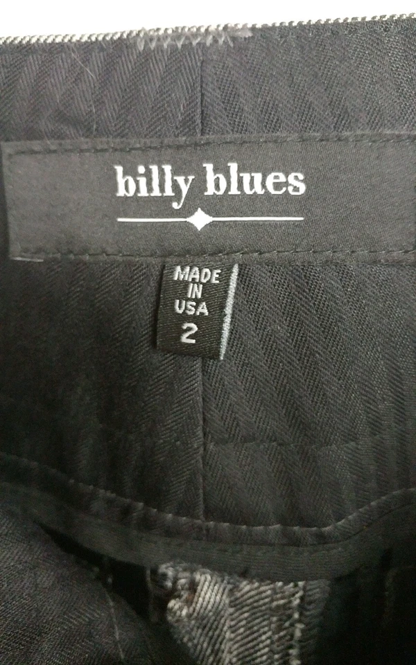 Billy Blues 美国制造女式 2 亚麻时尚礼服卡普里裤黑色白色 — 第 3/4 张图片