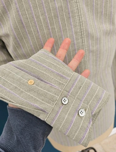 Rag & Bone Shirt Men's XS Button Down Collar Striped Casual Grey/Purple - Picture 8 of 13