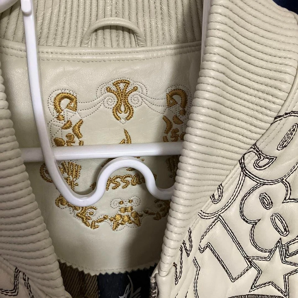 AL WISSAM leather embroidered all-over pattern jacket size 56 Statue Excellent - Image 3 of 4