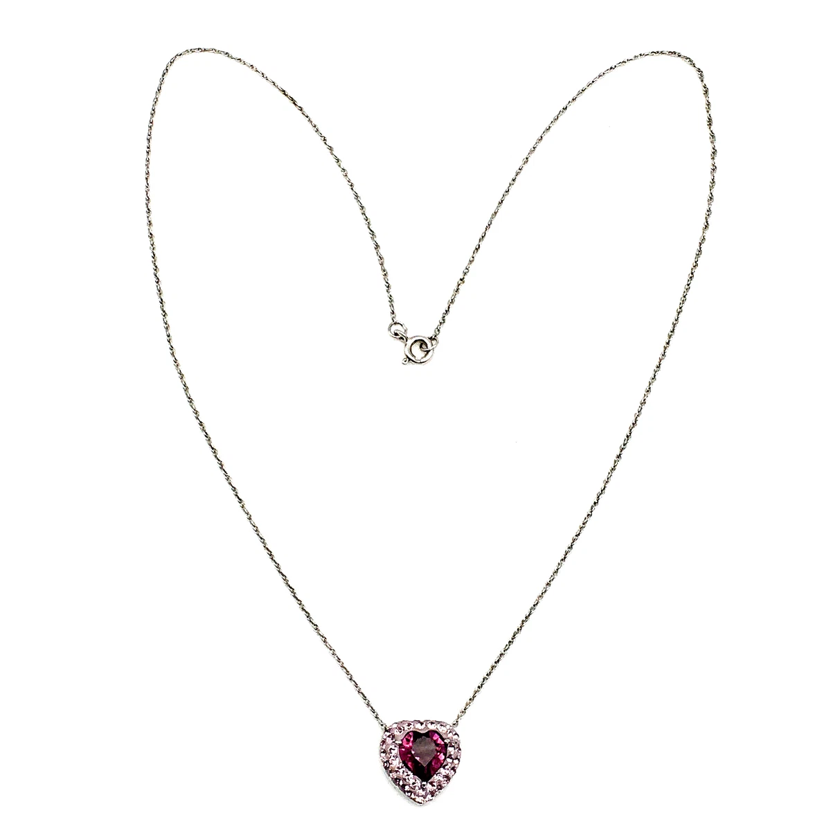 925 AU Purple Pave Set Crystals Surrounding Amethyst Heart Crystal 18