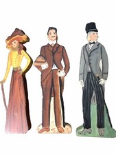 Vintage  Whimsical  More  3 Hand Painted Wooden Figures 8  x2  Inches
