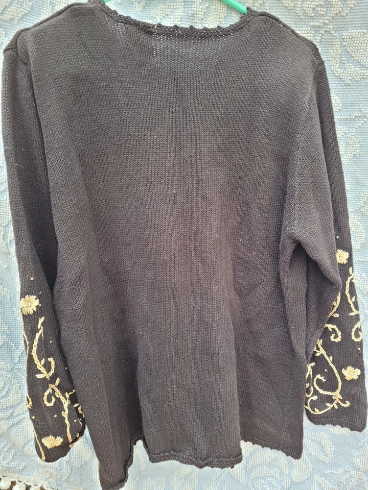 Suéter De Colección Años 80 Negro Dorado 14W/16W Ropa de Fiesta Disco Boho Jefe Caprichoso Emperatriz Foto 3 de 4