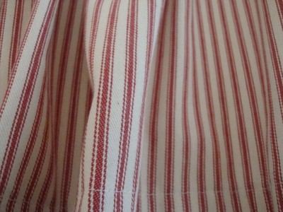 Modern Farmhouse Style Red and Cream Striped Ticking Scalloped