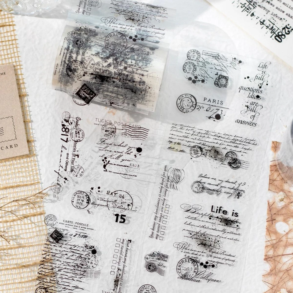 Cinta adhesiva retro PET álbumes de recortes hágalo usted mismo álbum de tarjetas de diario pegatinas decorativas Foto 2 de 4