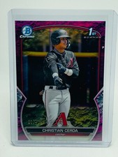 2023 Bowman Chrome Christian Cerda 1st Fuchsia Lunar Crater #017/199