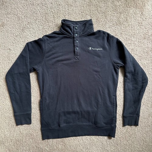 Champion Pullover Herren Medium Henley Mock Neck Schwarz Langarm