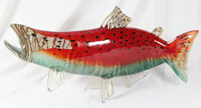 Lachs Fisch Glas Skulptur signiert Andy Nichols art glass sculpture salmon fish