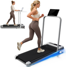Walking Pad Treadmill with Handlebar and Incline, Anti-Slip Compact under Desk T