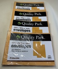 Quality Park #42353 Jumbo Kraft Envelope 12.5  x 18.5” Brown, 4x25 Pack, 100 Pcs