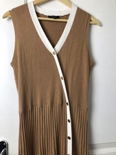 LIPSY Camel knitted & Pleather ribbed jumper/maxi Dress Size 16