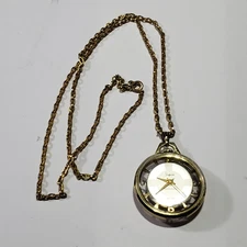 Vintage Swiss Sheffield Necklace Mechanical Wind-Up Watch See-Through Pendant