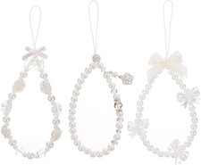 3 PCS Camera Charm Strap, Cute Butterfly Bow Beaded Phone Charm Lanyard Straps
