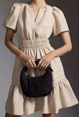 anthropologie beige dress NWT Somerset linen Blend mini Size XL Babydoll APPAREL SALE