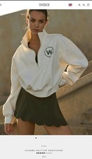 WISKll Women's Leisure Half-Zip Long Sleeve Sweatshirt Size M White Color