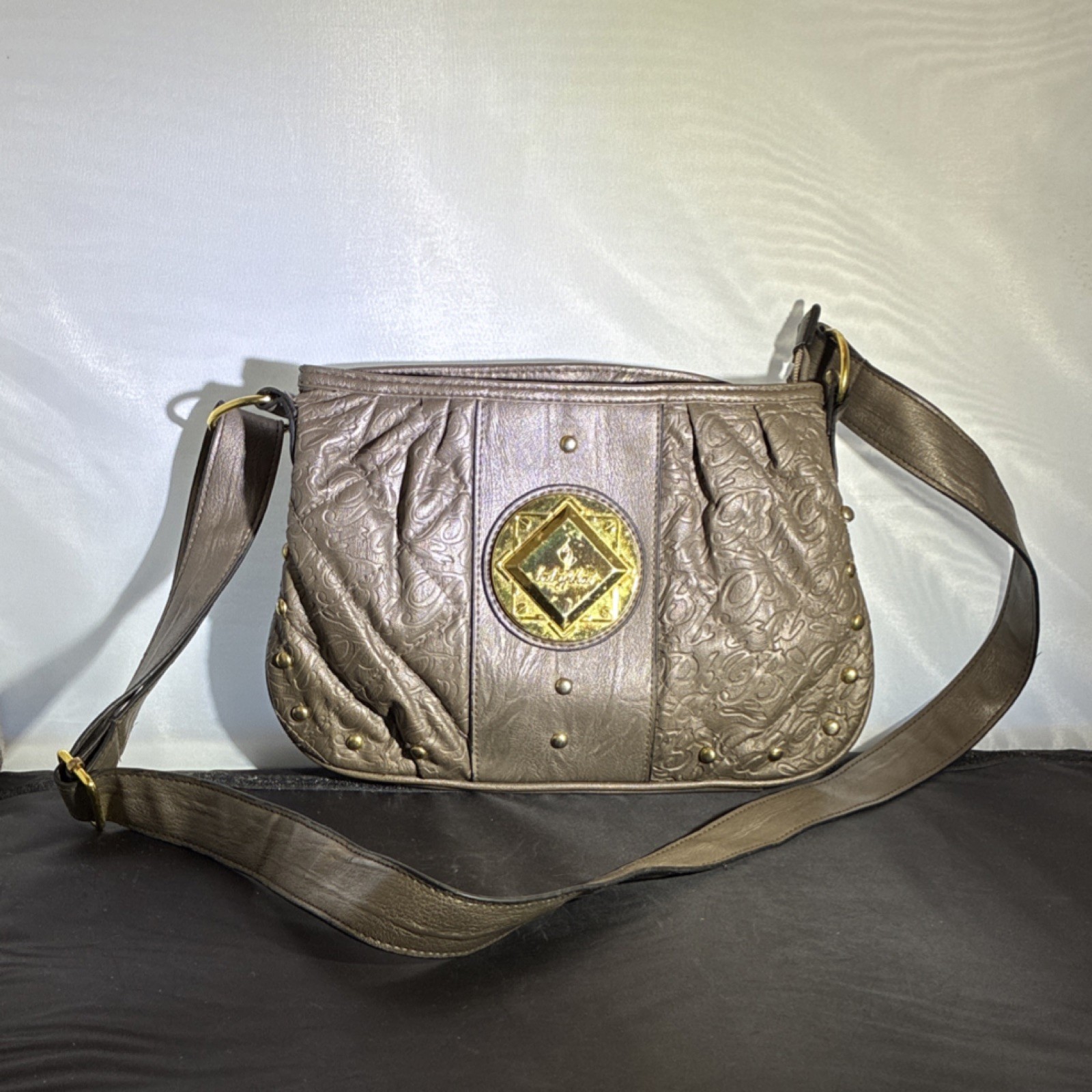 Grey Shoulderstrap Bag by Baby Phat with Gold Hardware