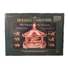 VINTAGE New Bright Holiday Carousel Large Display - Musical Moving